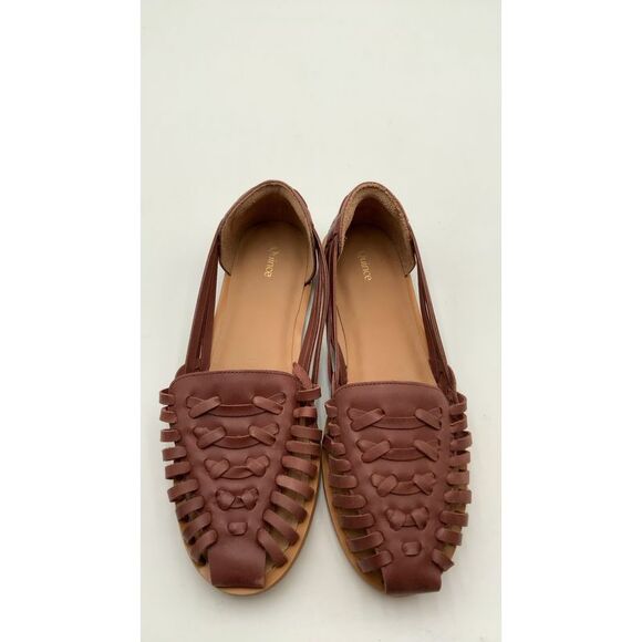 Quince 100% Leather Huarache Flat Brandy Shoes 9 - Picture 2 of 2